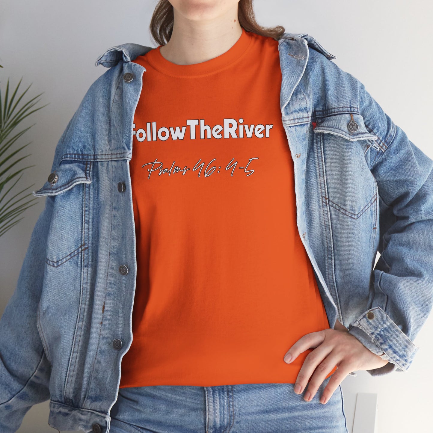 FOLLOW THE RIVER T-SHIRT- WHITE LETTERS