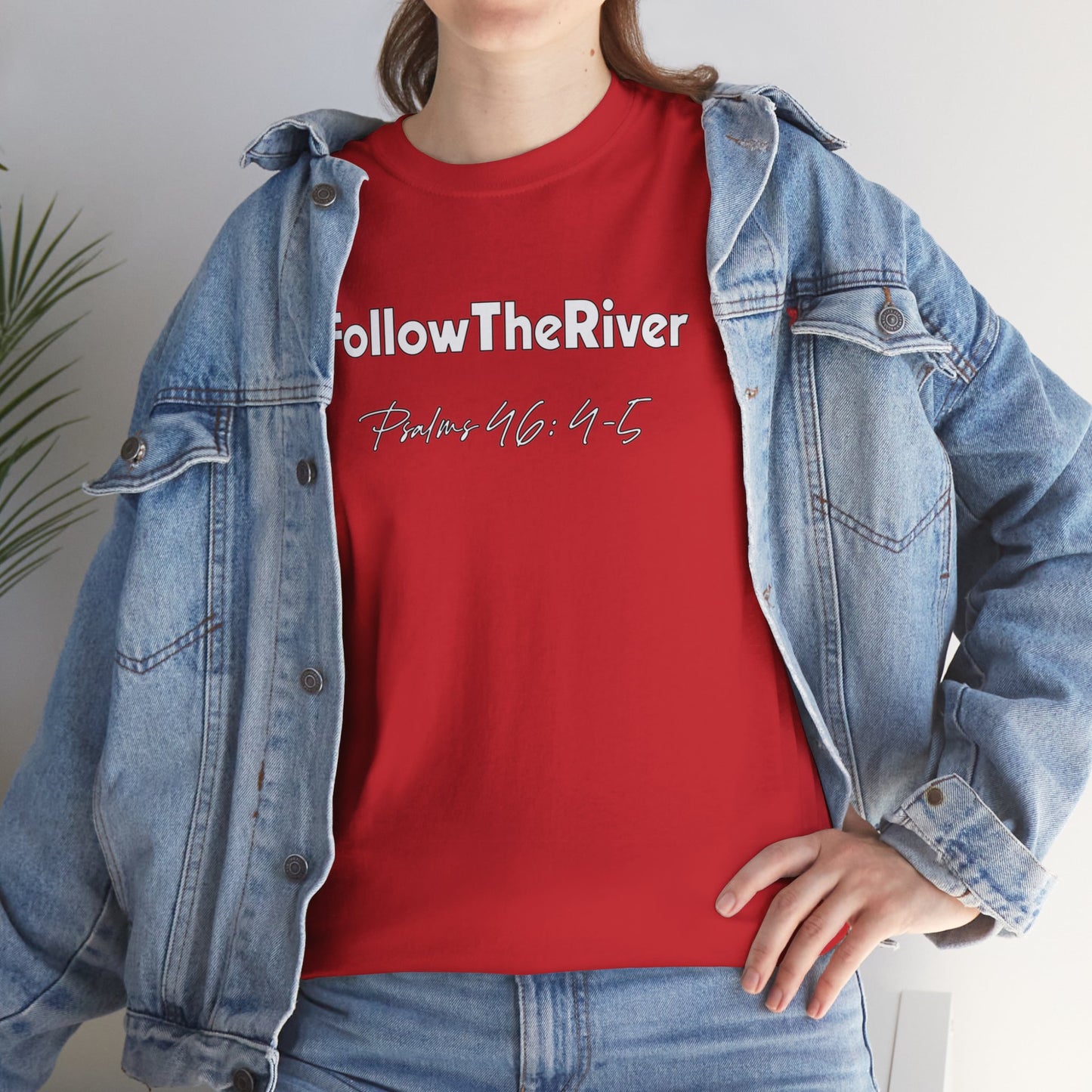 FOLLOW THE RIVER T-SHIRT- WHITE LETTERS