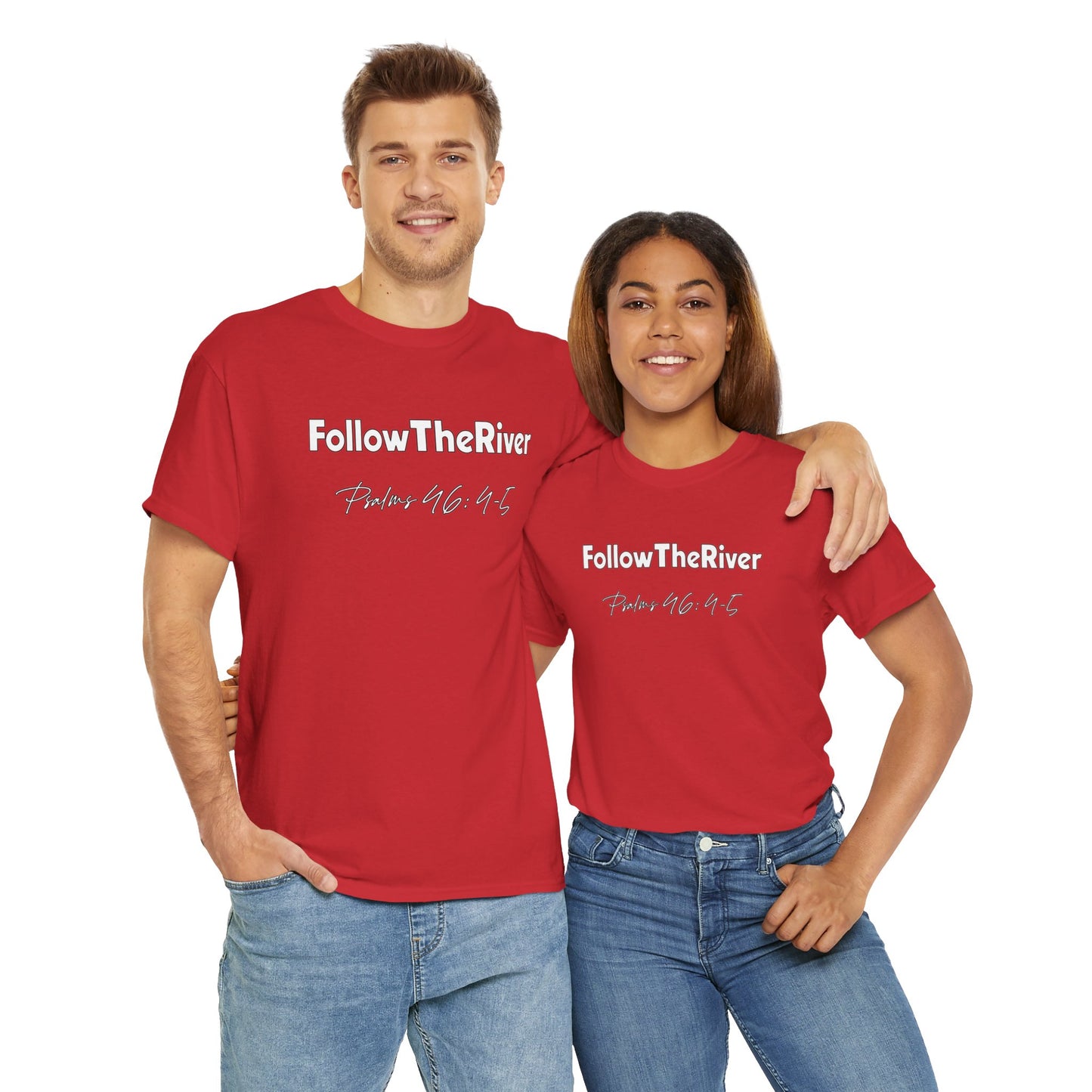 FOLLOW THE RIVER T-SHIRT- WHITE LETTERS