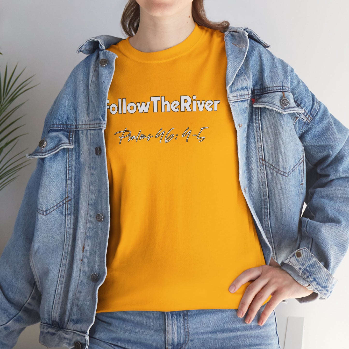 FOLLOW THE RIVER T-SHIRT- WHITE LETTERS