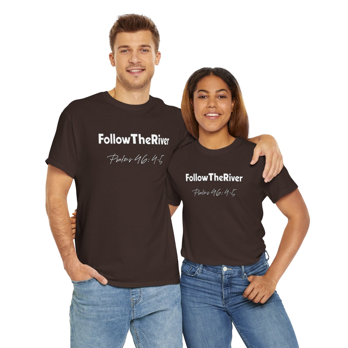 FOLLOW THE RIVER T-SHIRT- WHITE LETTERS